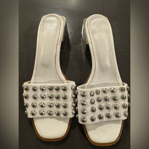 White Studded Slide Sandals